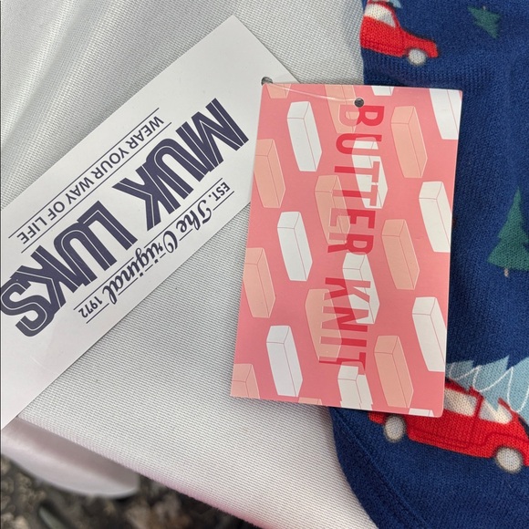 Muk Luks Navy Pet Sweater phs with Red Cars and xmass trees size butter knit S - Picture 3 of 9